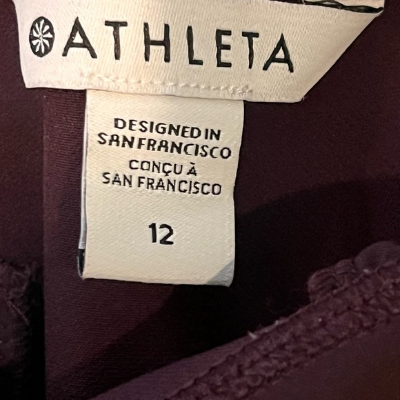 Athleta NWT Trousers Ladies Sze 12 Burgundy w/Satin Stripe Down Side LW Stretch - Picture 2 of 8